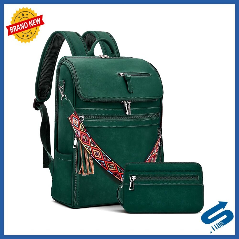 Leather Laptop Backpack Designer Tassel Purse Business Travel Computer Bag